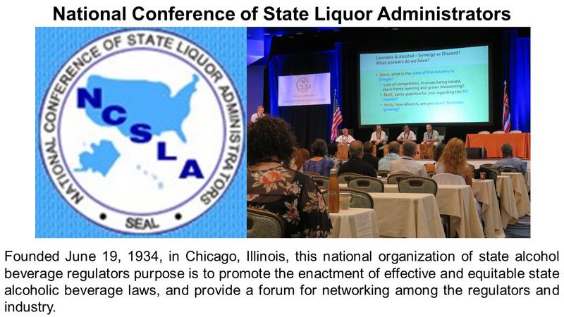 National Conference of State Liquor Administrators

Founded June 19, 1934, in Chicago, Illinois, this national organization of state alcohol beverage regulators purpose is to promote the enactment of effective and equitable state alcoholic beverage laws, and provide a forum for networking among the regulators and industry.